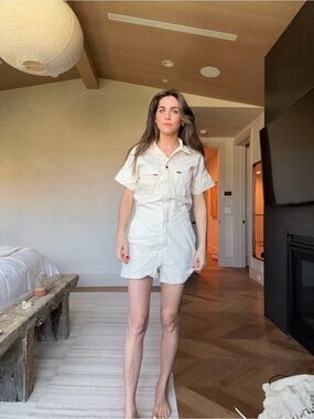 Lee Women's Cream Short-Sleeve Utility Romper